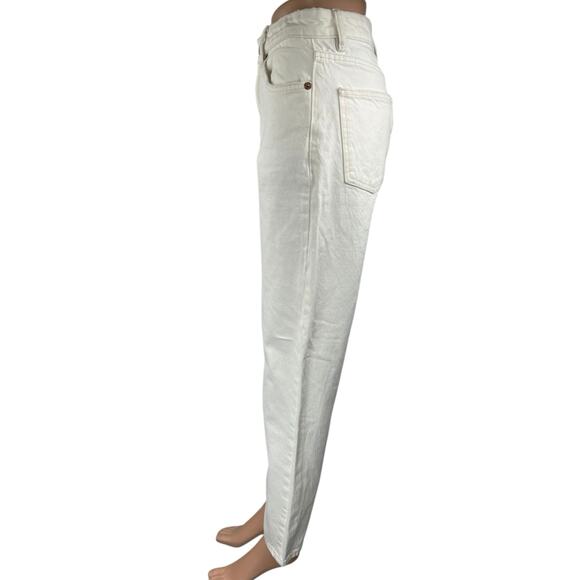 Zara Women's White Straight Leg High Waist Casual Trousers Denim Jeans Size 4 - Picture 2 of 5